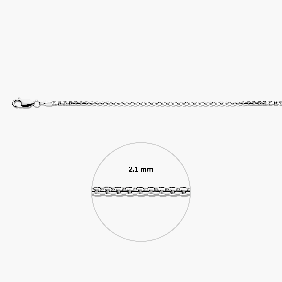 Zilveren ketting venetiaans bol 2,1 mm - afmetingen