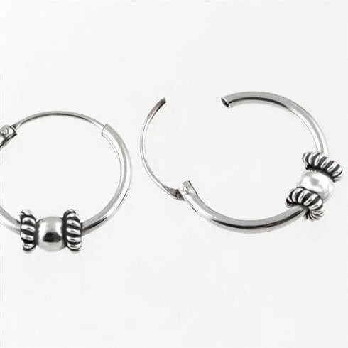 Zilveren Bali oorringen rondel - 14 mm - sluiting