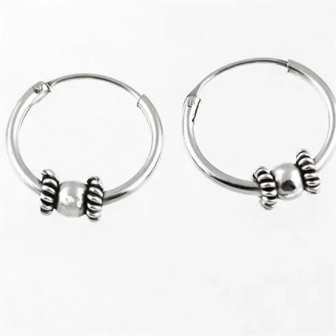 Zilveren Bali oorringen rondel - 14 mm