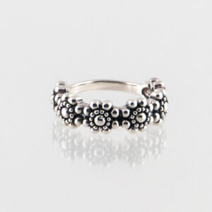 Bloemring zilver 1