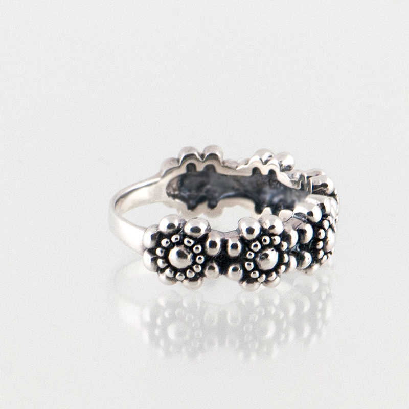 Bloemring zilver 2
