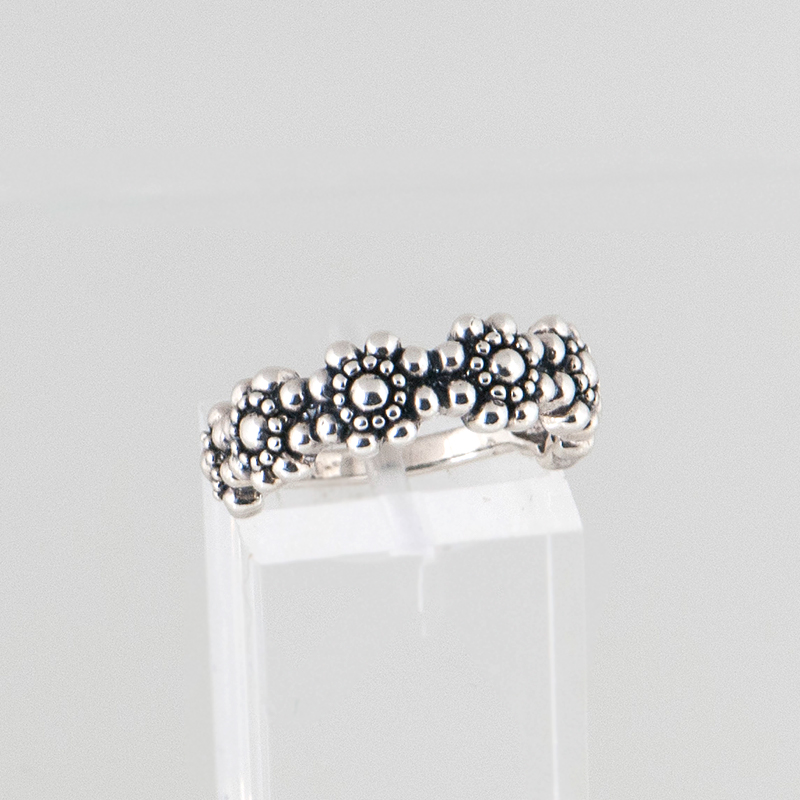 Bloemring zilver 3