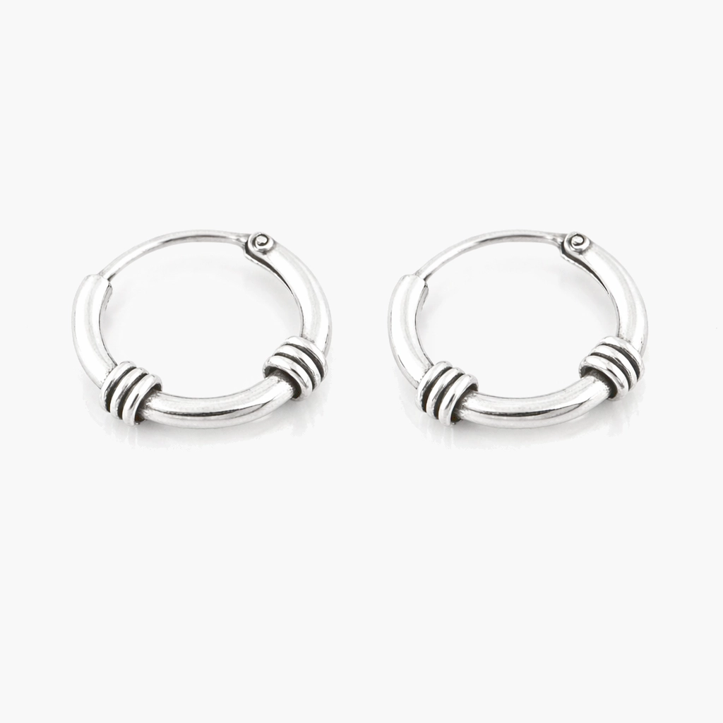 Zilveren bali oorringen spiraal 10 mm
