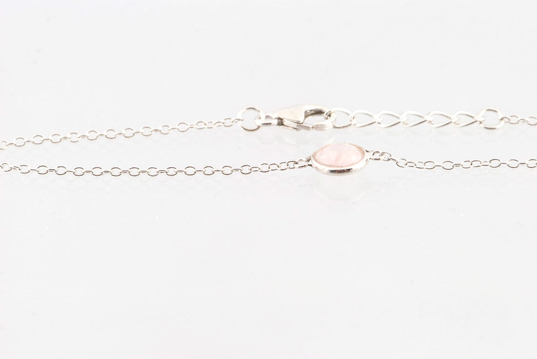 Zilvern armbnadje rozenkwarts 3