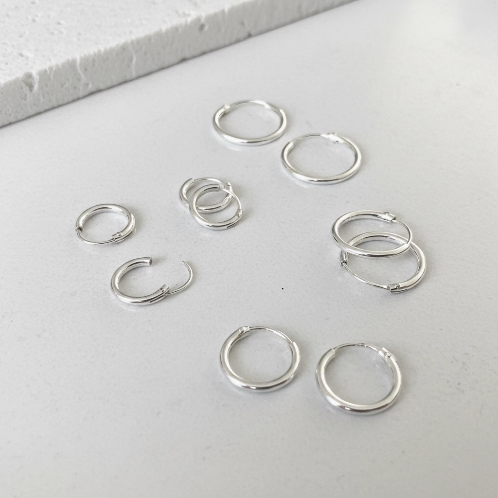 Kleine zilveren oorringen 1,2 mm sfeerfoto