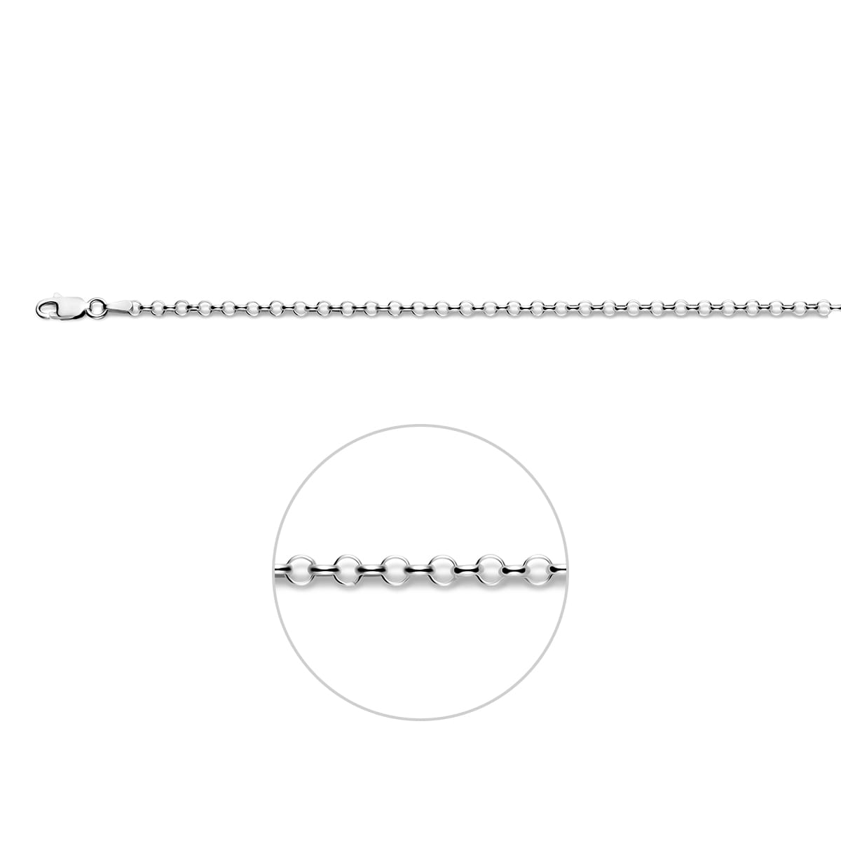 Ketting met jasseron schakel van 3 mm breedte gemaakt van Sterling zilver