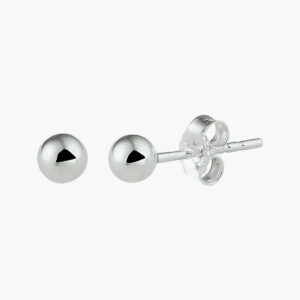 Zijkant zilveren oorknoppen bol 4 mm