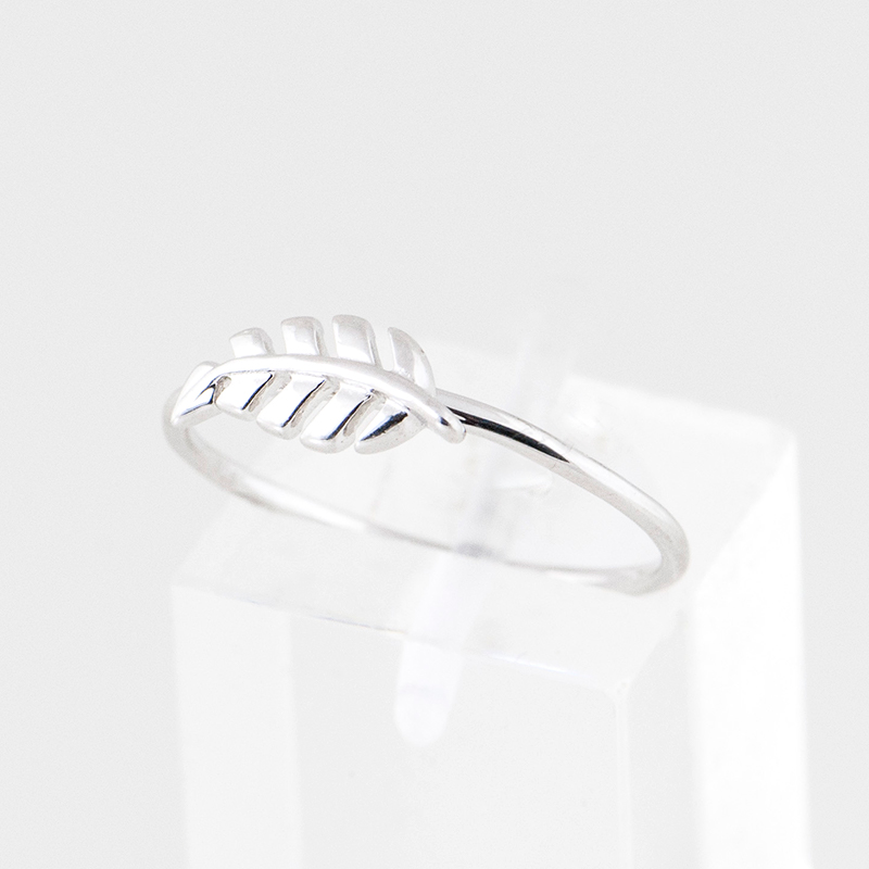Zilveren ring met veer