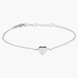 Gerhodineerd zilveren armband met hartje - 925 zilver