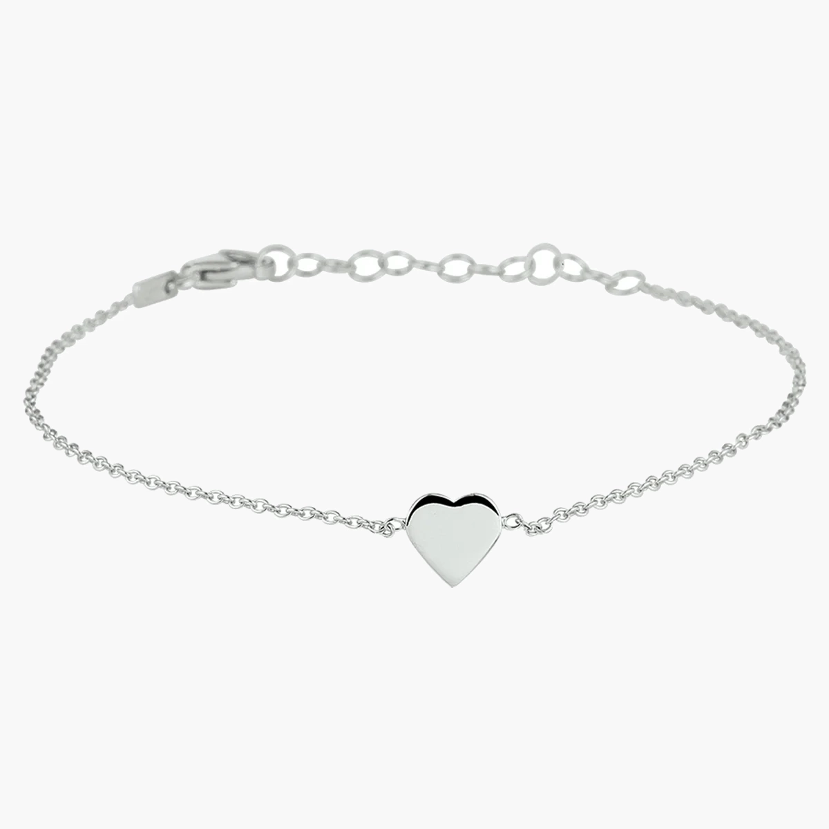Gerhodineerd zilveren armband met hartje - 925 zilver