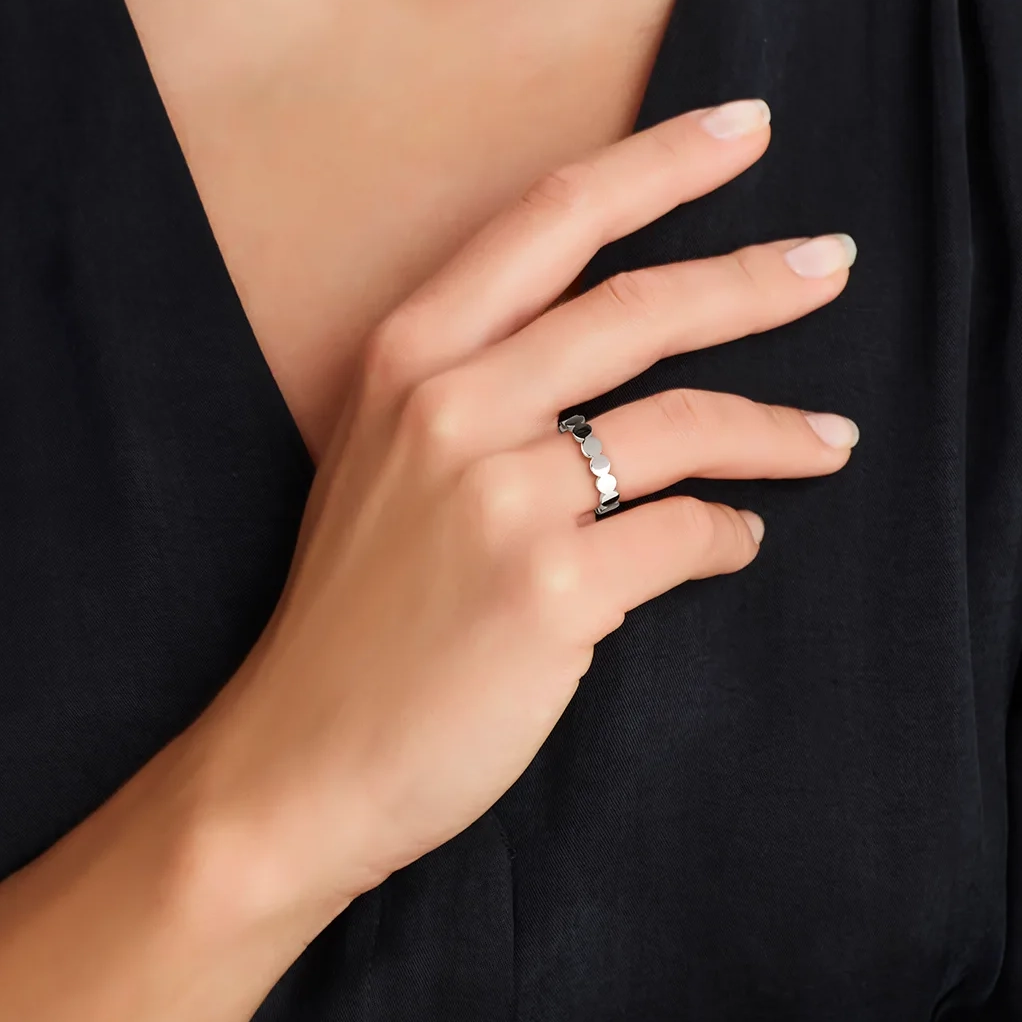 Zilveren ring rondjes model