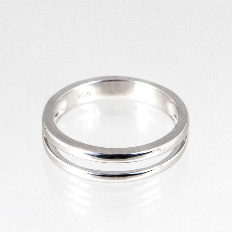 Zilveren ring 2 banden 1