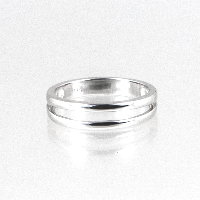 Gerhodineerd zilveren ring dubbele band 925