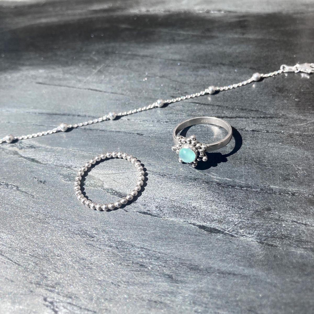 zilveren ring aqua chalcedoon sfeer