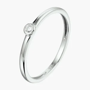 Aanschuifring zirkonia - gerhodineerd 925 zilver