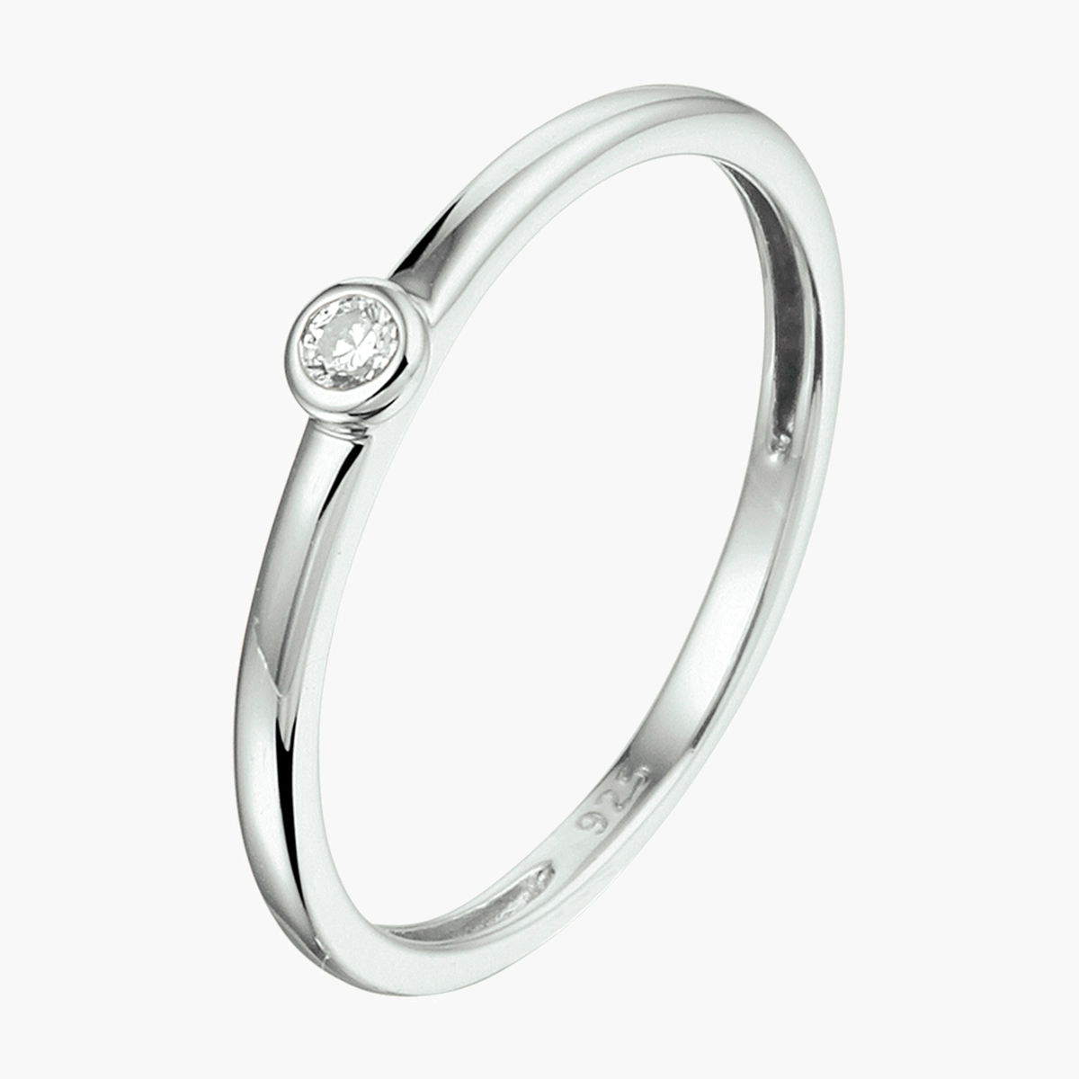 Aanschuifring zirkonia - gerhodineerd 925 zilver