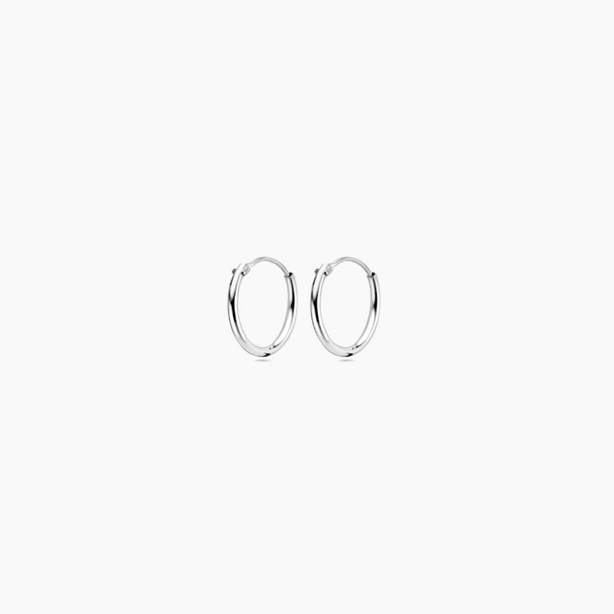 Gerhodineerd zilveren oorringen met ronde buis 1,3 mm - 13 mm diameter