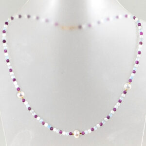 Multi colour ketting met goud 4