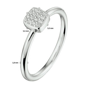 Ring zirkonia gerhodineerd zilver 2
