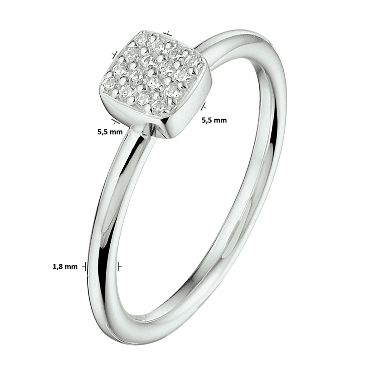 Ring zirkonia gerhodineerd zilver 2