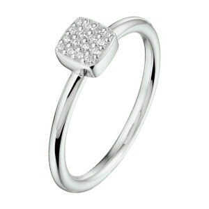 Ring zirkonia gerhodineerd zilver