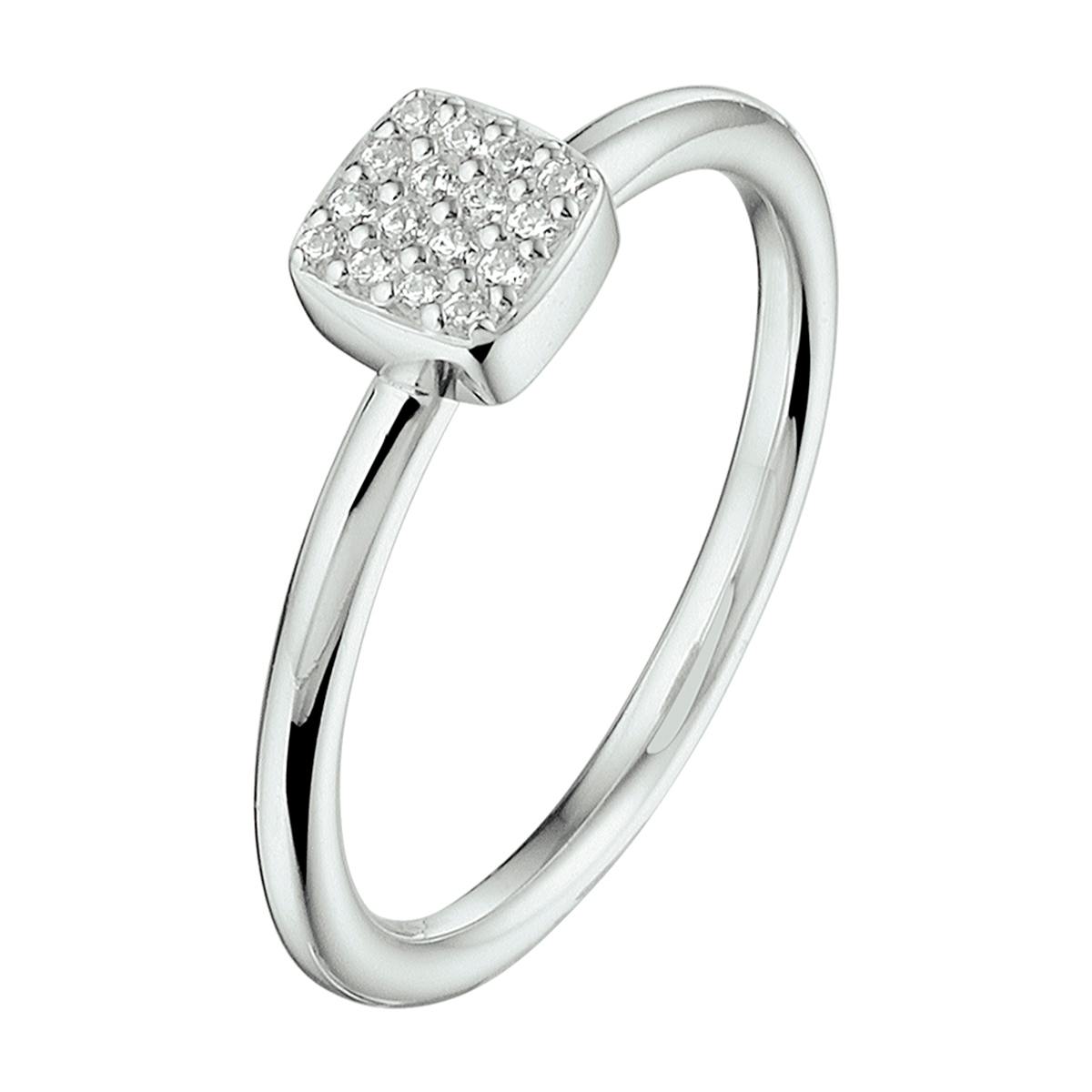 Ring zirkonia gerhodineerd zilver