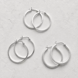 Zilveren platte oorringen 30 mm - diverse breedtes: 1,5 mm; 2 mm; 3 mm
