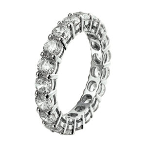 Ring gerhodineerd zilver zirkonia breed