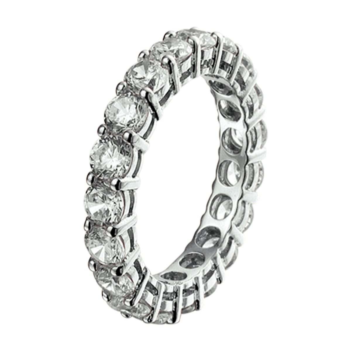Ring gerhodineerd zilver zirkonia breed