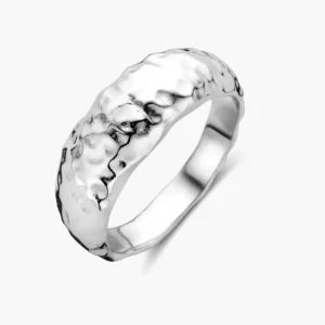 Ring gehamerd zilver gerhodineerd