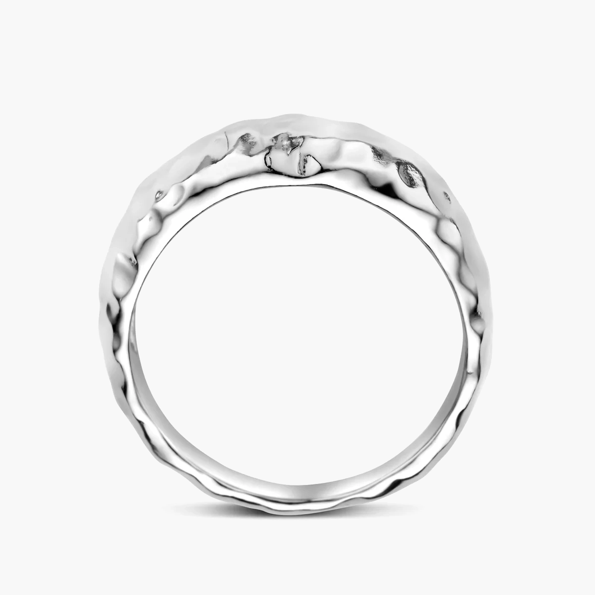 Ring gehamerd zilver gerhodineerd 3