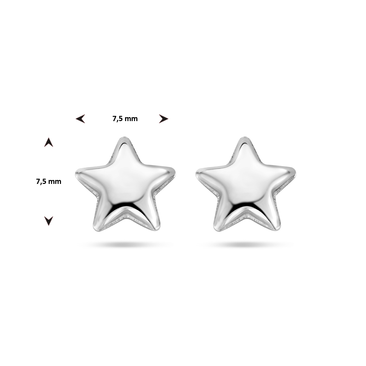 Studs ster gerhodineerd zilver 4