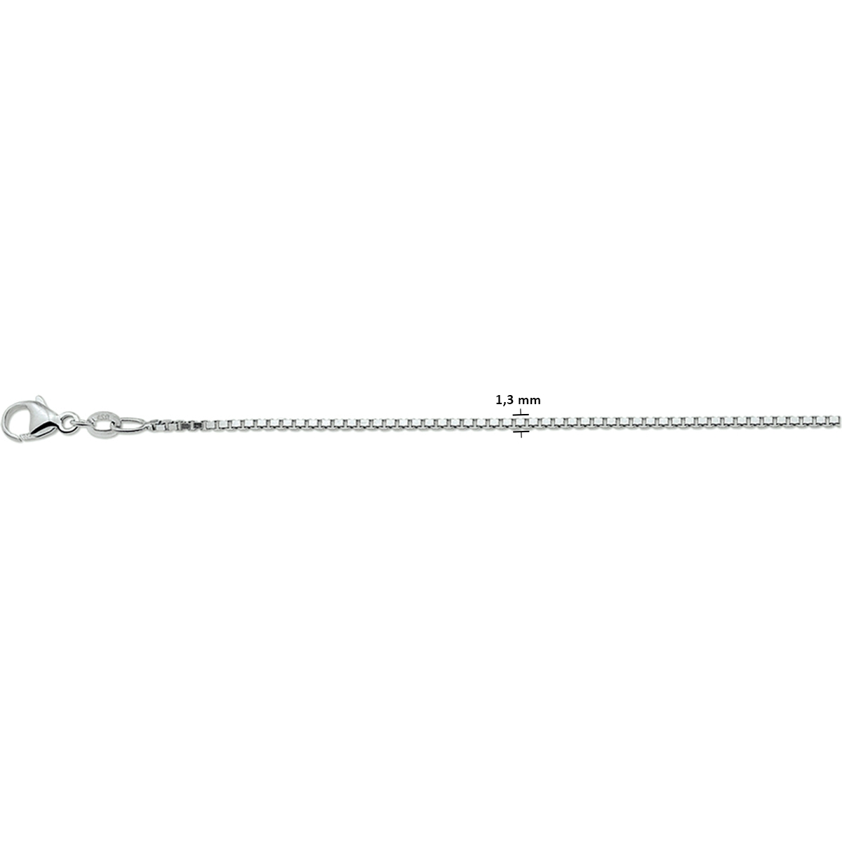 Zilveren ketting gerhodineerd zilver 1.3mm 2