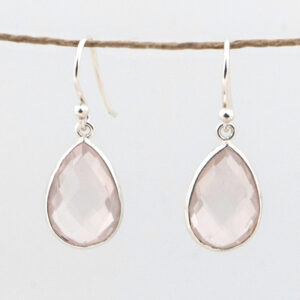 Rozenkwarts oorbellen S zilver 2