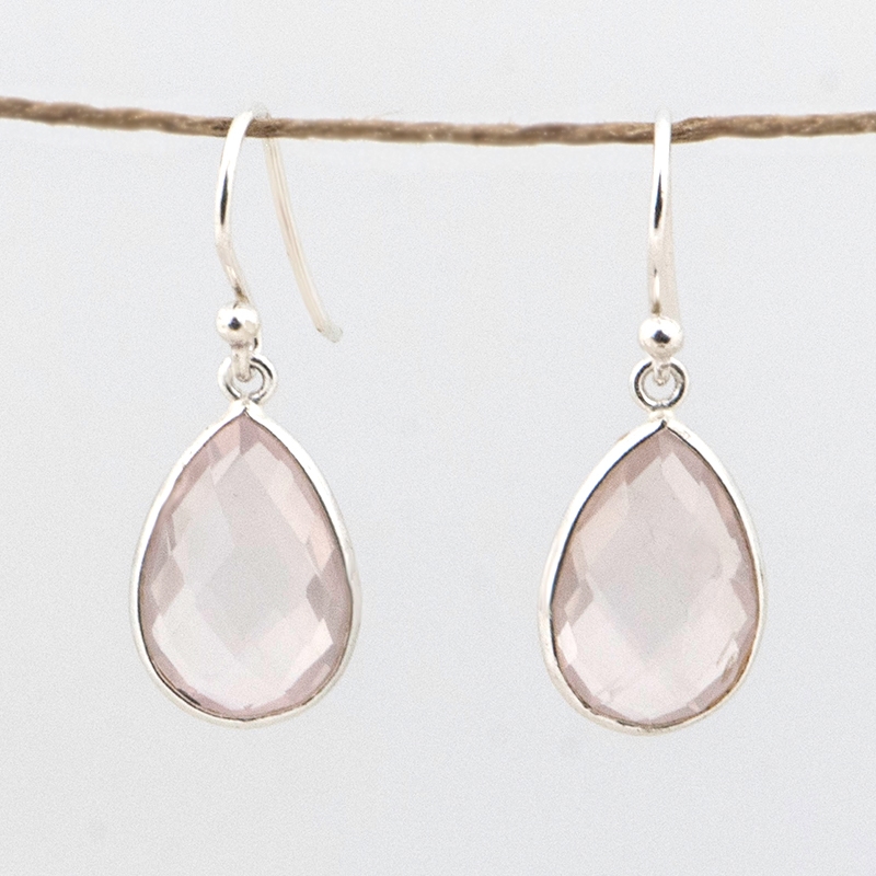 Rozenkwarts oorbellen S zilver 2