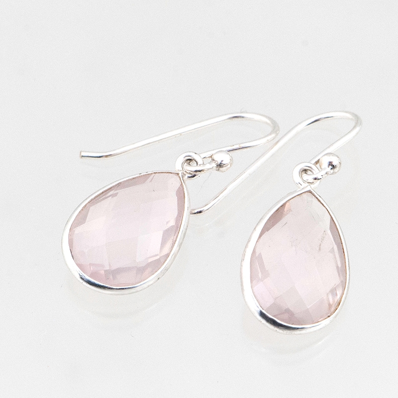 Rozenkwarts oorbellen S zilver 4