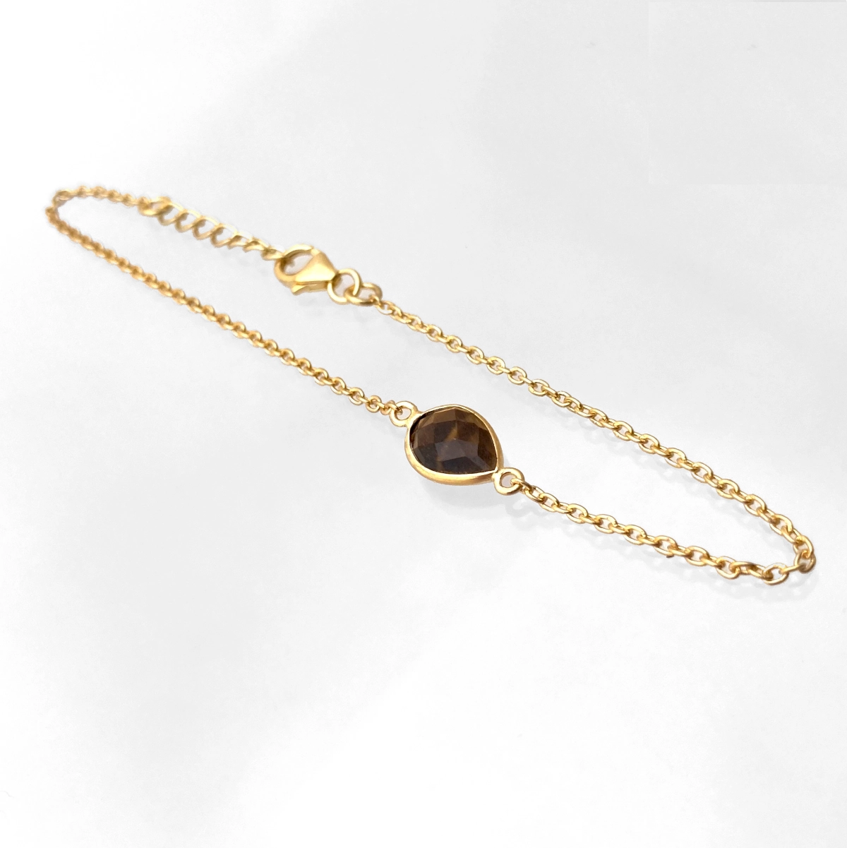 Verguld zilveren armband tijgeroog