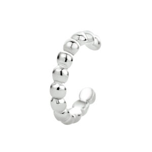 Gerhodineerd zilveren earcuff met bolletjes en een diameter van 11 mm