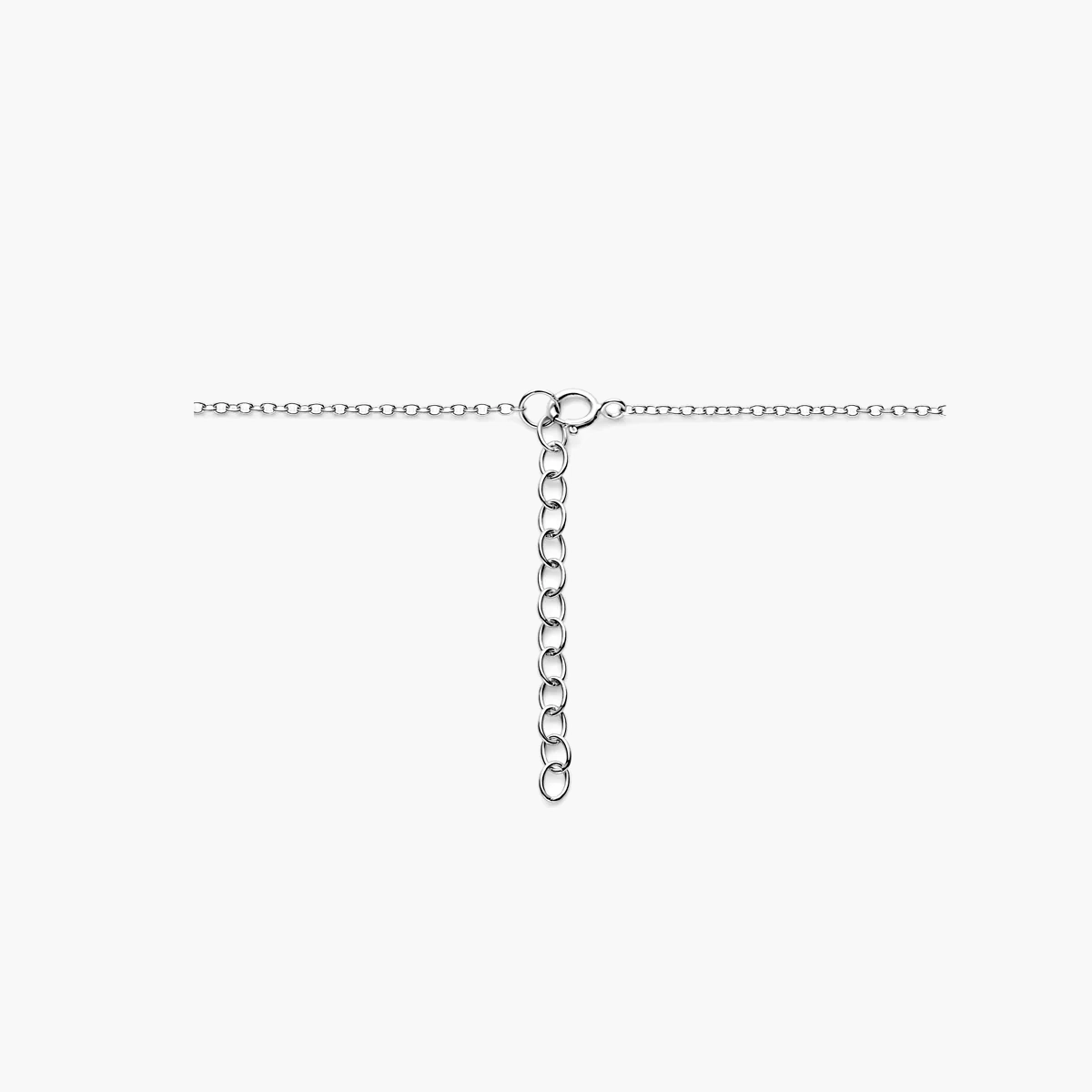 Gerhodineerd zilveren ketting met rondjes en een stevige sluiting met verlengkettinkje