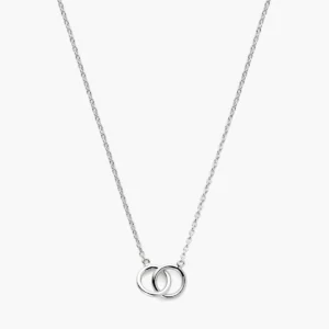 Gerhodineerd zilveren ketting met rondjes en minimalistische anker schakel