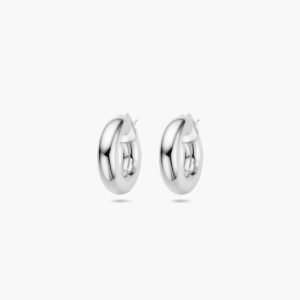 Gerhodineerde zilveren oorringen met ronde buis 6 mm, diameter 22,5 mm