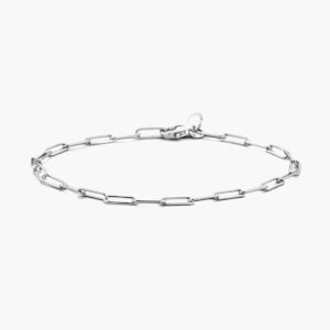 Paperclip armband van gerhodineerd 925 Sterling zilver met een schakelbreedte van 3 mm. Lengte 18 cm.