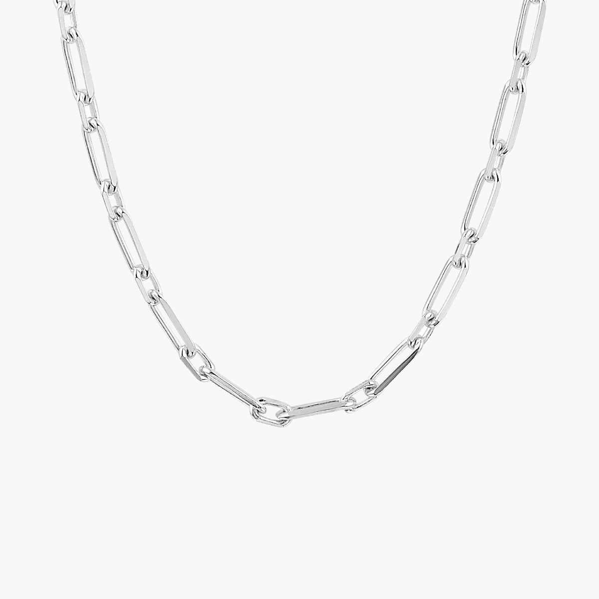 Gerhodineerd zilveren paperclip ketting met schakels van 3,5 mm breed
