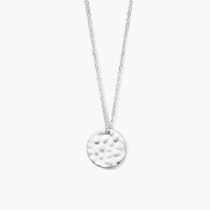 Gerhodineerde zilveren ketting met gehamerd rondje 12 mm