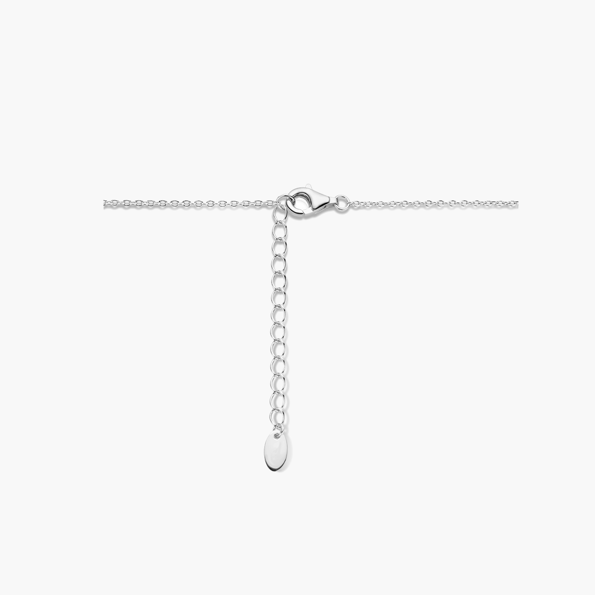 Gerhodineerde zilveren ketting met gehamerd rondje 12 mm - sluiting