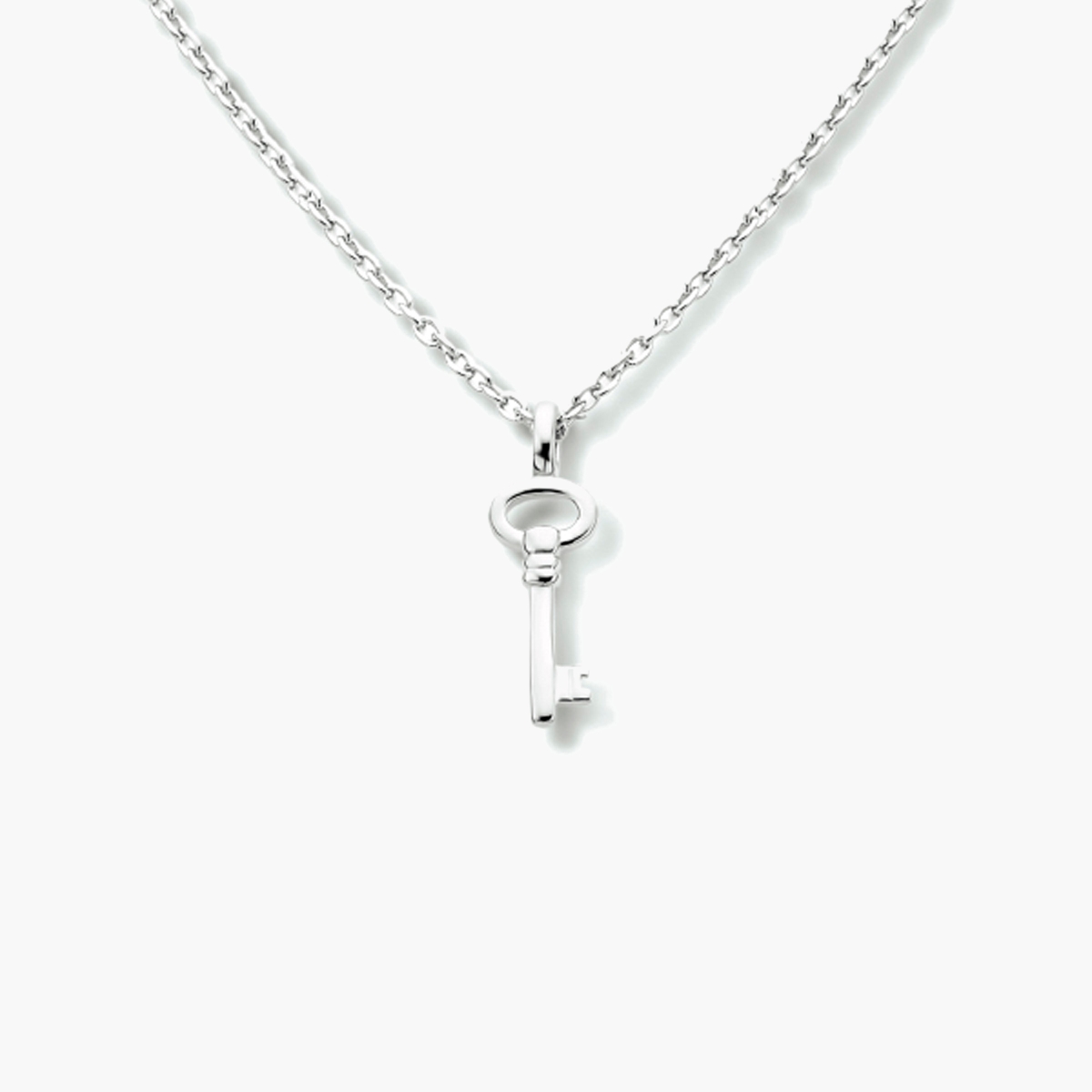 Gerhodineerde zilveren ketting met sleutel hanger 41 + 4 cm