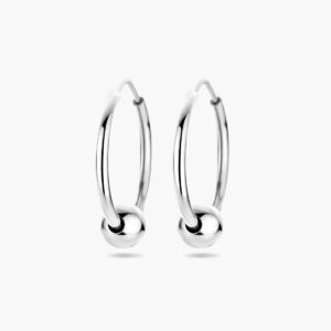 Gerhodineerde zilveren oorringen met bolletje 20 x 2 mm