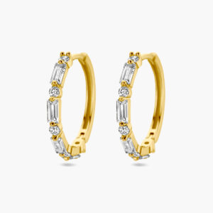 Verguld zilveren klapoorringen met zirkonia 18,5 x 2 mm