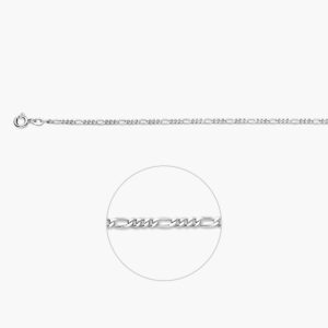 Zilveren figaro ketting van 2,3 mm breed – unisex model