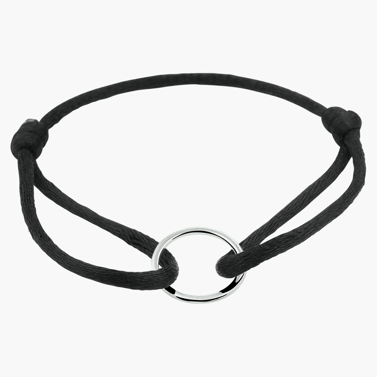 Zwarte satijnen armband rondje